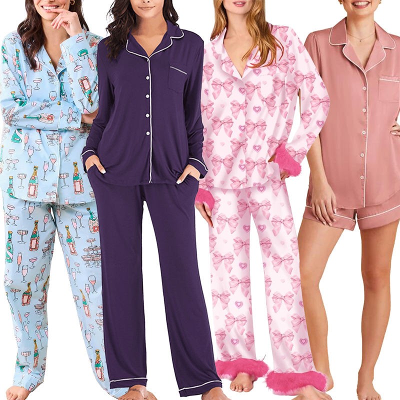 Loungewear Custom logo Wedding Bamboo Women Sets Custom logo Pajamas Manufacturer Pants Manufacturer Cotton Vendor